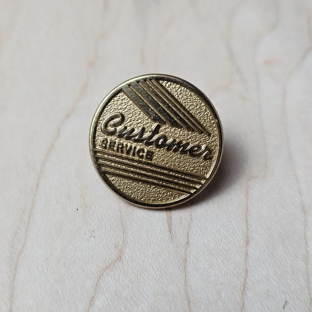 Vintage Customer Service Recognition Lapel Pin Employee Award Badge Gold Tone